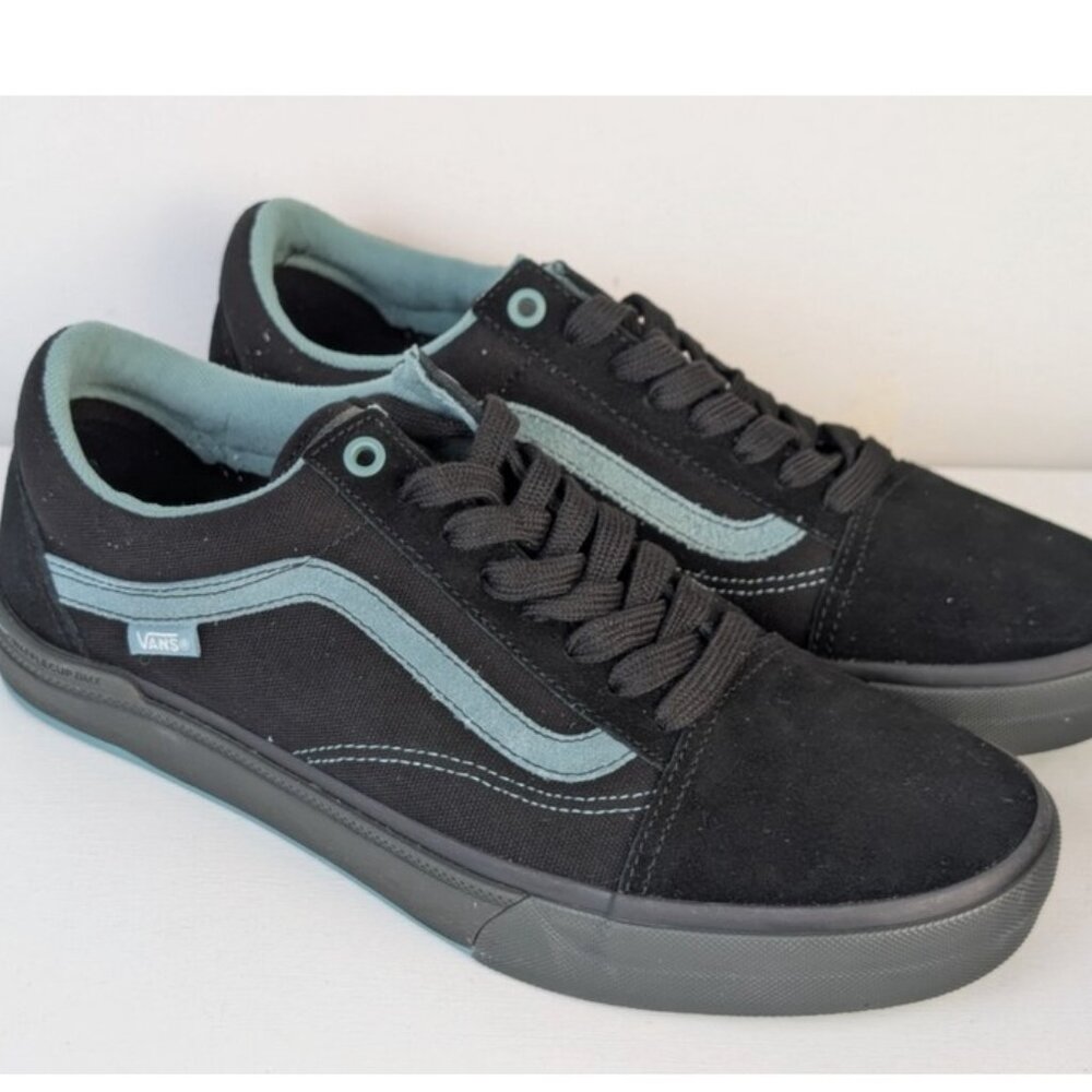 New Vans Mens BMX Style 114 Black Teal Low Top Canvas Suede  Size12